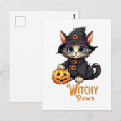 ハロウィン 猫 魔女の手 ポストカード (正面/裏面)