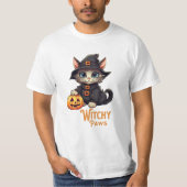 ハロウィン 猫 魔女の手 Tシャツ (正面)