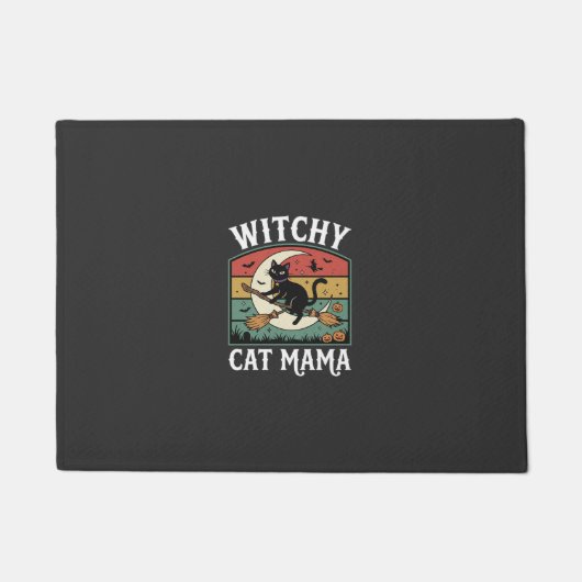 ハロウィン 猫 魔女 ママ ドアマット (正面)