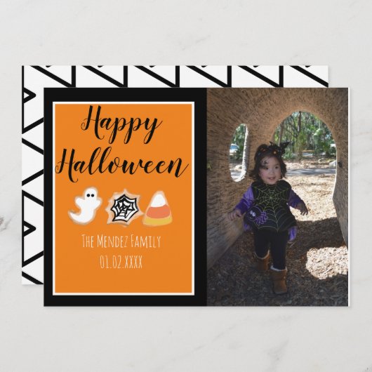 ハロウィン 現代 焼き菓子 フォト カード (正面/裏面)