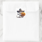 ハロウィン 白い子猫 ジャックオーランタンパンプキン 🦇 スクエアシール (バッグ)