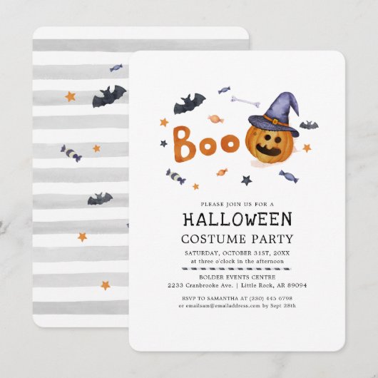 ハロウィン 秋のかぼちゃ コスチュームパーティー 招待状 (正面/裏面)
