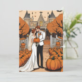 ハロウィン 秋のエンゲージメントパーティー招待状 招待状 (スタンド正面)