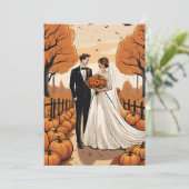 ハロウィン 秋のエンゲージメントパーティー招待状 招待状 (スタンド正面)