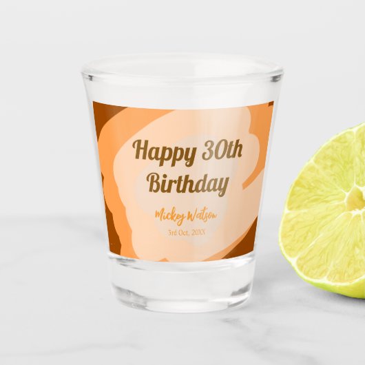 ハロウィン 秋の30歳の誕生日 ラスティック ウッド ショットグラス (正面)