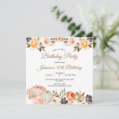 ハロウィン 秋の30歳誕生日パーティー ナチュラル フラワー 招待状 (スタンド正面)