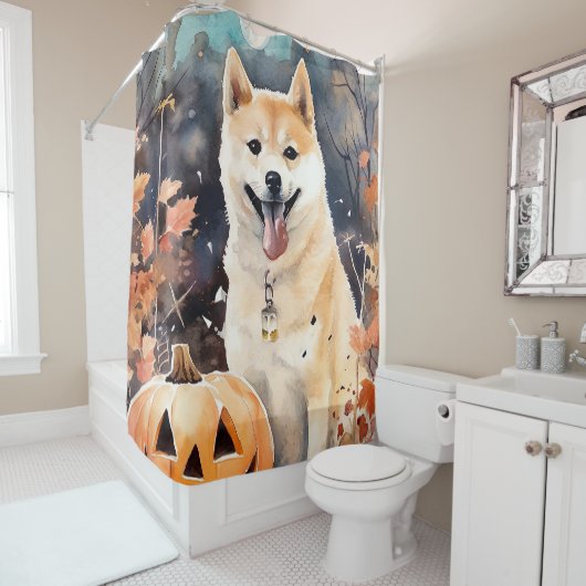 ハロウィン 秋田犬 かぼちゃ スケアリー シャワーカーテン (インサイチュ)