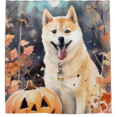 ハロウィン 秋田犬 かぼちゃ スケアリー シャワーカーテン (正面)
