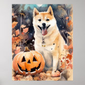 ハロウィン 秋田犬 かぼちゃ スケアリー ポスター (正面)