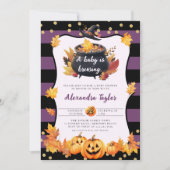 ハロウィン 秋 かぼちゃ 魔女 可愛い 赤ちゃん 女の子 シャワー 招待状 (正面)