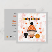 ハロウィン+秋+出産祝い 招待状 (正面/裏面)