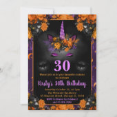 ハロウィン 秋 花 ユニコーン 顔 誕生日 招待状 (正面)
