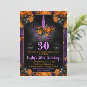 ハロウィン 秋 花 ユニコーン 顔 誕生日 招待状 (スタンド正面)