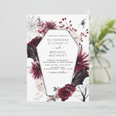 ハロウィン 秋 落ち葉 ダーク ウェディング 招待状 (スタンド正面)