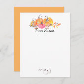 ハロウィン 秋 落葉 カボチャ 水彩画 ノートカード (正面/裏面)