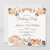 ハロウィン 秋 30歳の誕生日パーティー ラスティック フラワーズ 招待状 (正面)