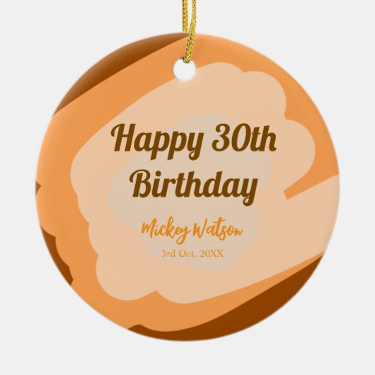 ハロウィン 秋 30歳の誕生日 ラスティック ウッド セラミックオーナメント (正面)