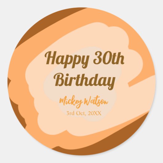 ハロウィン 秋 30歳の誕生日 ラスティック ウッド ラウンドシール (正面)