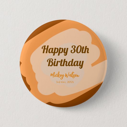 ハロウィン 秋 30歳の誕生日 ラスティック ウッド 缶バッジ (正面)