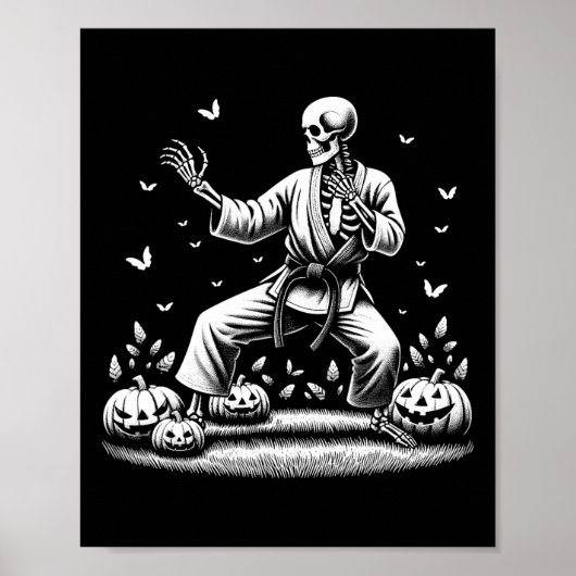 ハロウィン 空手 柔道 格闘家 スケルトン ポスター (正面)