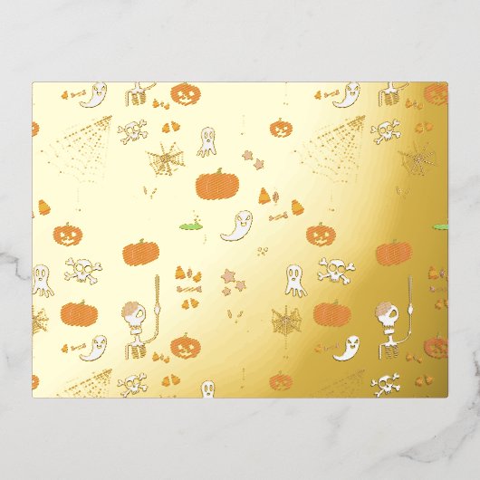 ハロウィン 箔招待状ポストカード (正面)