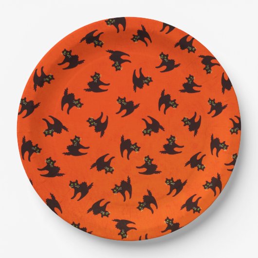 ハロウィン 紙皿/黒猫 ペーパープレート (正面)