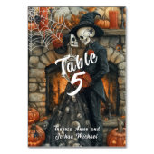 ハロウィン 結婚式 スケルトン 黒クモ コウモリ テーブルナンバー (正面)