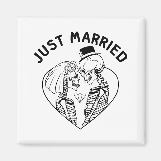 ハロウィン 結婚式 新婦 新郎 スケルトン カップル マグネット (正面)