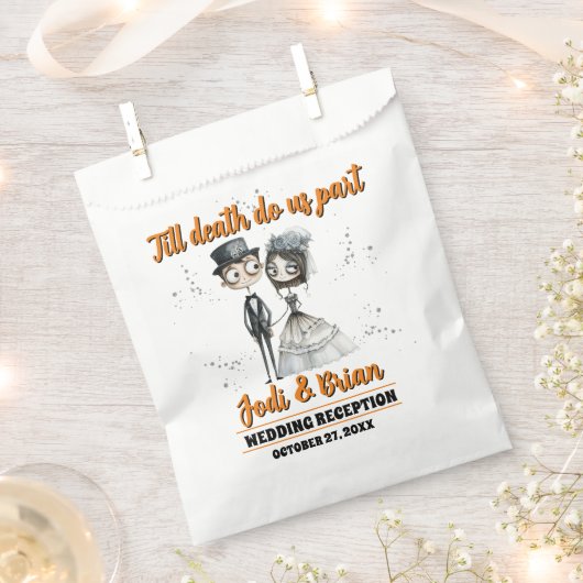 ハロウィン 結婚式 Till Death Do Us Part フェイバーバッグ (クリップ留めされた状態)