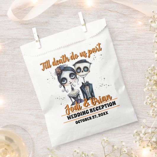 ハロウィン 結婚式 Till Death Do Us Part フェイバーバッグ (クリップ留めされた状態)