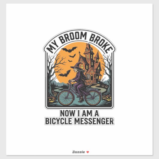 ハロウィン 自転車 メッセンジャー 楽しい 魔女の箒 壊れた シール (シート)