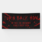 ハロウィン 血の飛沫 注意 今すぐ引き返せ オーダーメイド 横断幕 (横)