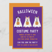 ハロウィン 衣装パーティー コーギー ゴースト 犬 招待状 (正面/裏面)