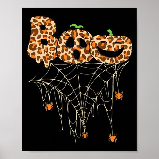 ハロウィン 衣類 クモの巣 秋 かぼちゃ チーター ポスター (正面)