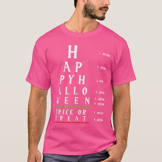 ハロウィン 視力検査 眼科医 おもしろTシャツ トリック オー Tシャツ (正面)
