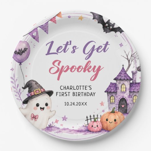ハロウィン 誕生日おめでとう Let's Get Spooky ペーパープレート (正面)
