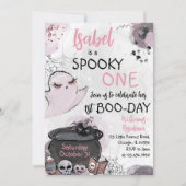 ハロウィン 誕生日の女の子 スプーキー 1歳 招待状 (正面)