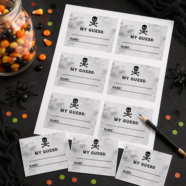 ハロウィン 誕生日パーティーのキャンディ当てゲームカード (Halloween party game sheet)