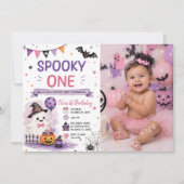 ハロウィン 誕生日パーティーの写真: スプーキー ワン 招待状 (正面)