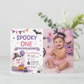 ハロウィン 誕生日パーティーの写真: スプーキー ワン 招待状 (スタンド正面)