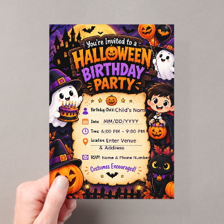 ハロウィン 誕生日パーティー招待状 | スプーキー ハロウィン アクリル招待状