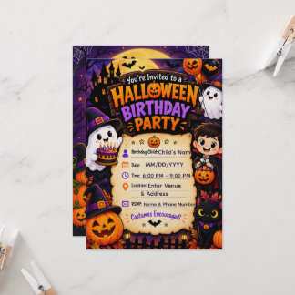 ハロウィン 誕生日パーティー招待状 | スプーキー ハロウィン 招待状