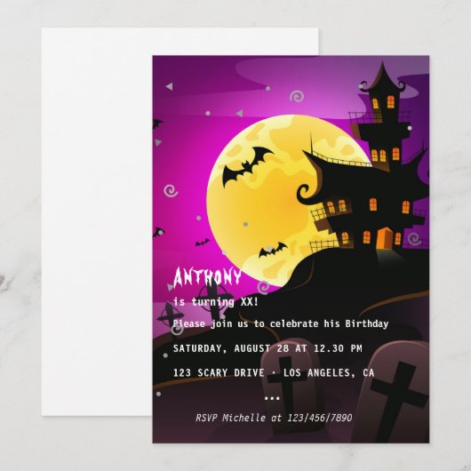 ハロウィン 誕生日パーティー ご招待 招待状 (正面/裏面)