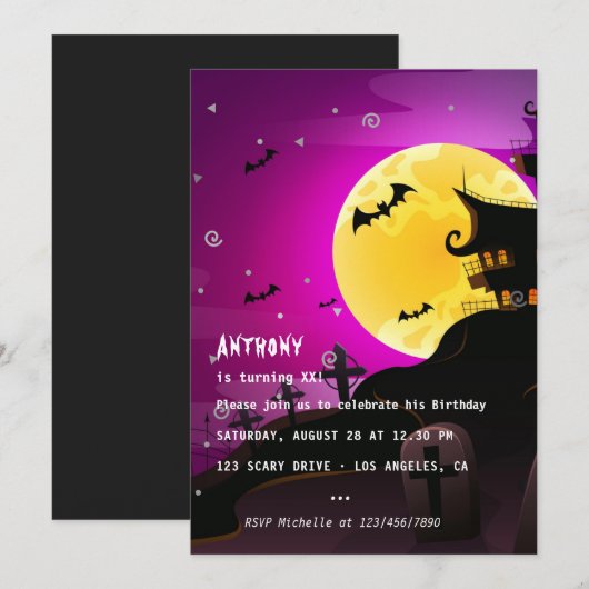 ハロウィン 誕生日パーティー ご招待 招待状 (正面/裏面)