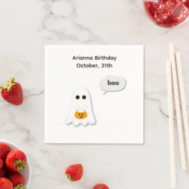 ハロウィン 誕生日パーティー | シンプル おばけ デザイン スタンダードカクテルナプキン