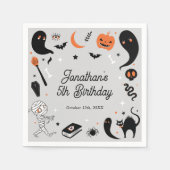 ハロウィン 誕生日パーティー 少年 スタンダードカクテルナプキン (正面)
