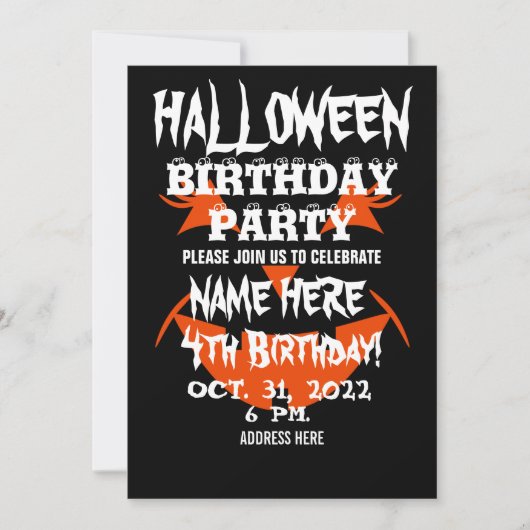 ハロウィン 誕生日パーティー 招待状 (正面)