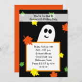 ハロウィン 誕生日パーティー 招待状 秋のゴースト (正面/裏面)