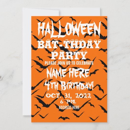 ハロウィン 誕生日パーティー 記念 招待状 (正面)