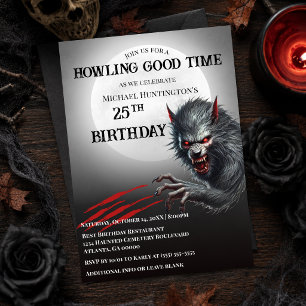 ハロウィン 誕生日パーティー 黒い人狼 どなたでも 招待状